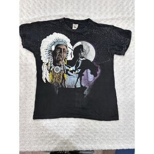VNTG Caribbean Dream All Over Print Native American Indian EAGLE T-Shirt Size L